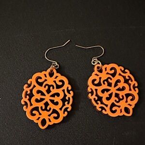 Elegant Orange Filigree Earrings